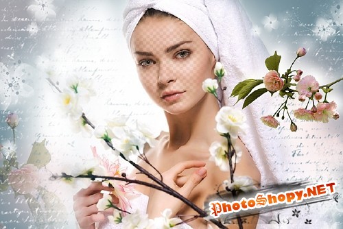 Женский фотошаблон - Доброе утро