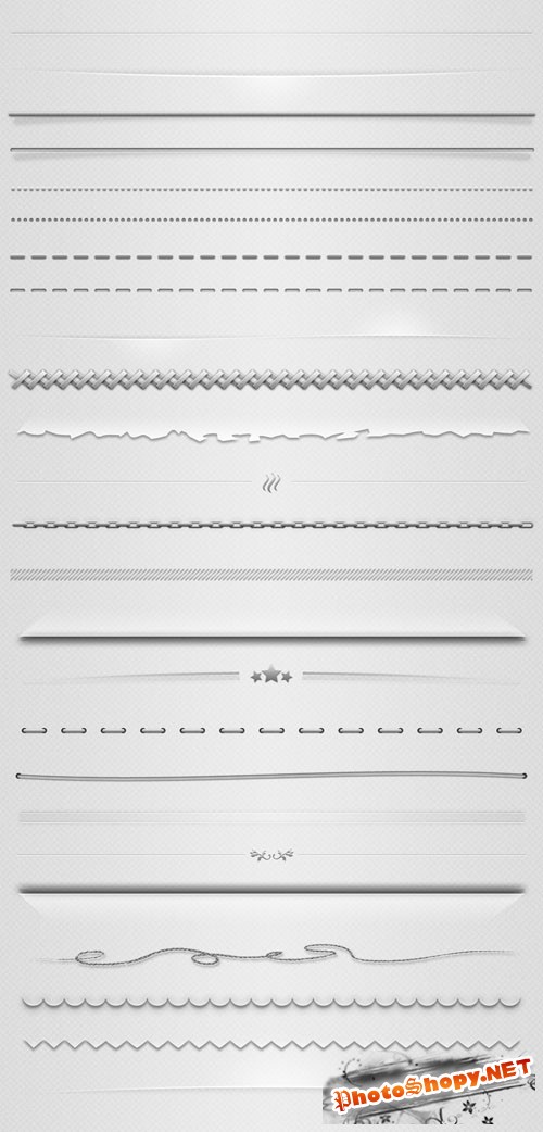 25 Light Horizontal Rules Dividers PSD Template