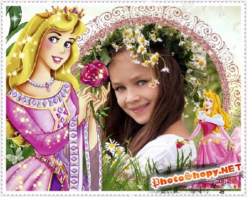 Рамка для фотошопа - В цветочном саду у принцессы