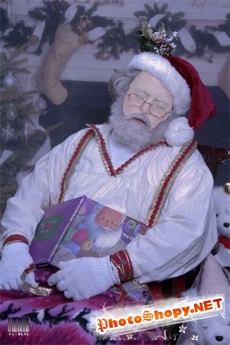 Шаблон для фотошоп - Спящий Санта!