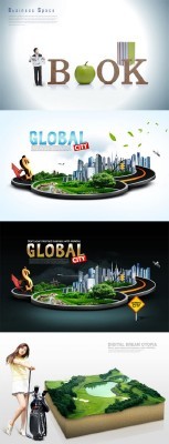 4 PSD Sources - 3D Global City