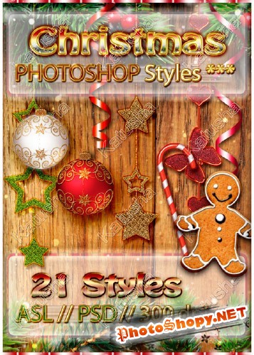 Новогодние и рождественские стили для Photoshop
