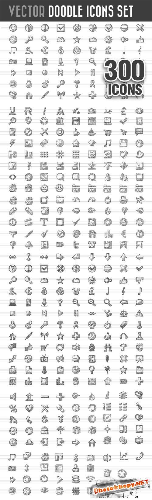 Designtnt - Doodle Icons Vector Set 1