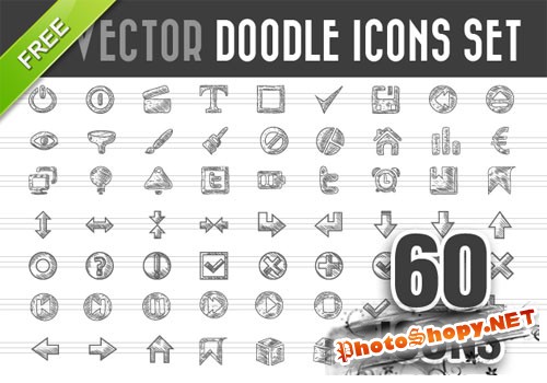 Designtnt - Doodle Icons Vector Set