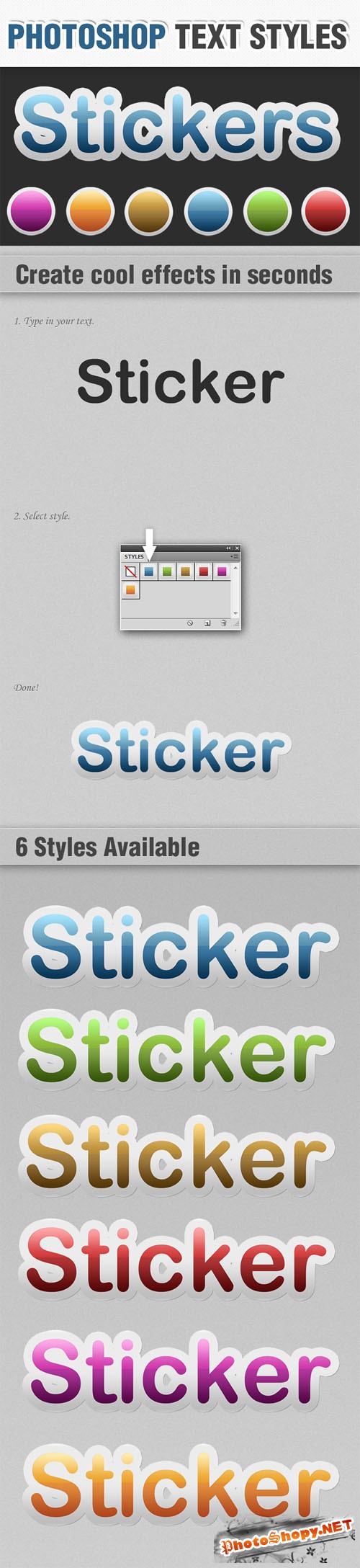 Designtnt - Sticker Photoshop Text Styles