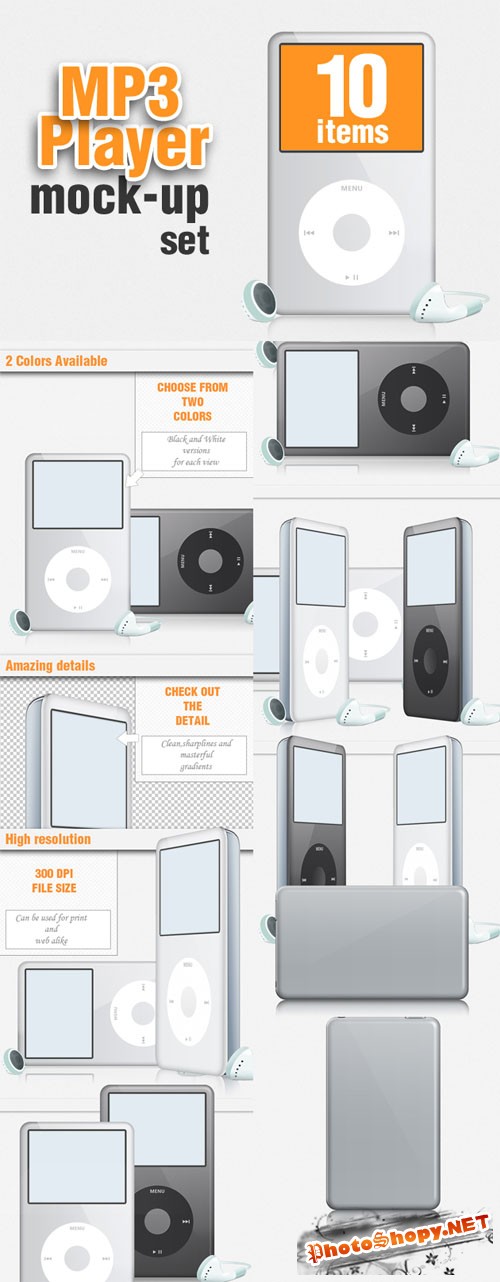 Designtnt - Mp3 Player Mock-ups for Photoshop