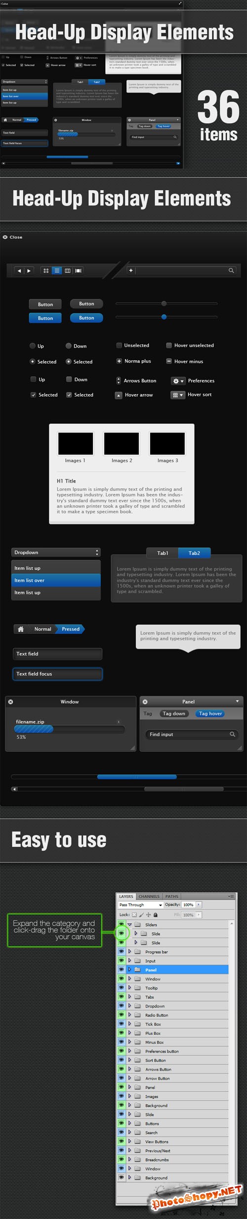 Designtnt - Head-Up Display PS Elements