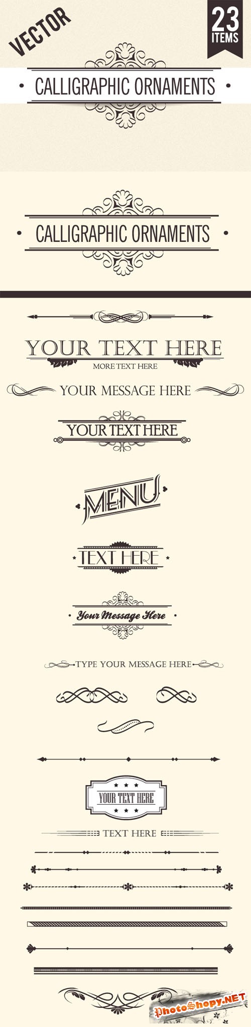 Designtnt - Calligraphic Vector Ornaments