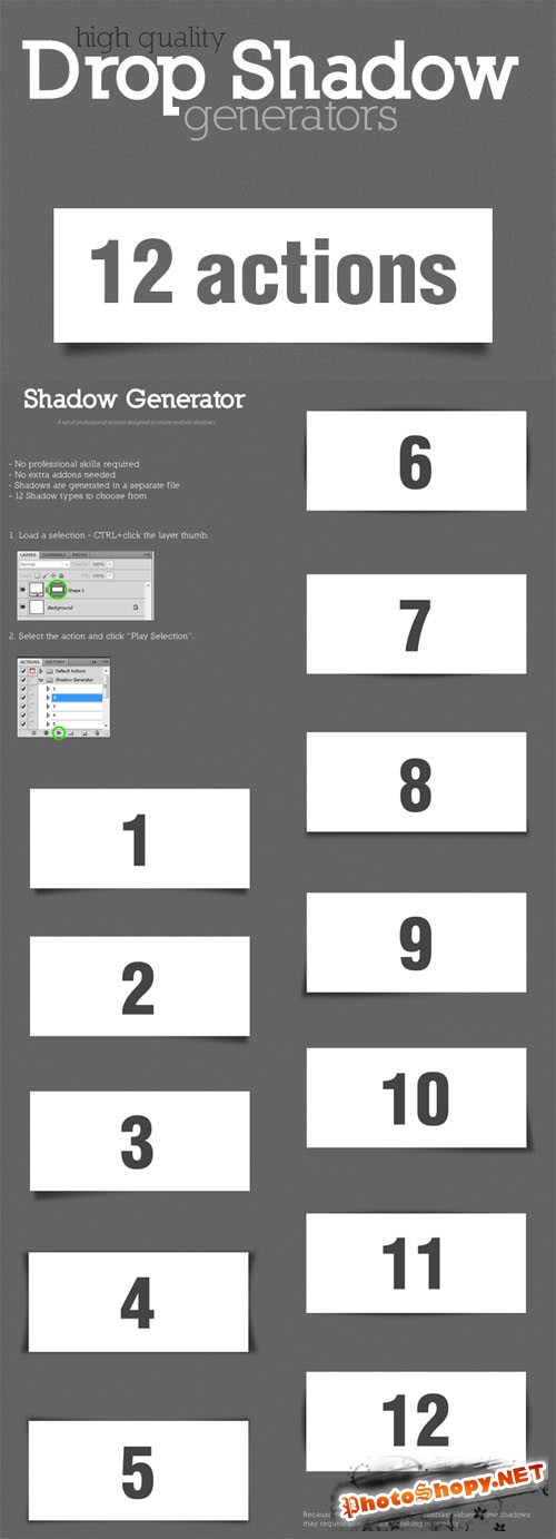 Designtnt - Drop Shadow Generator Photoshop Actions