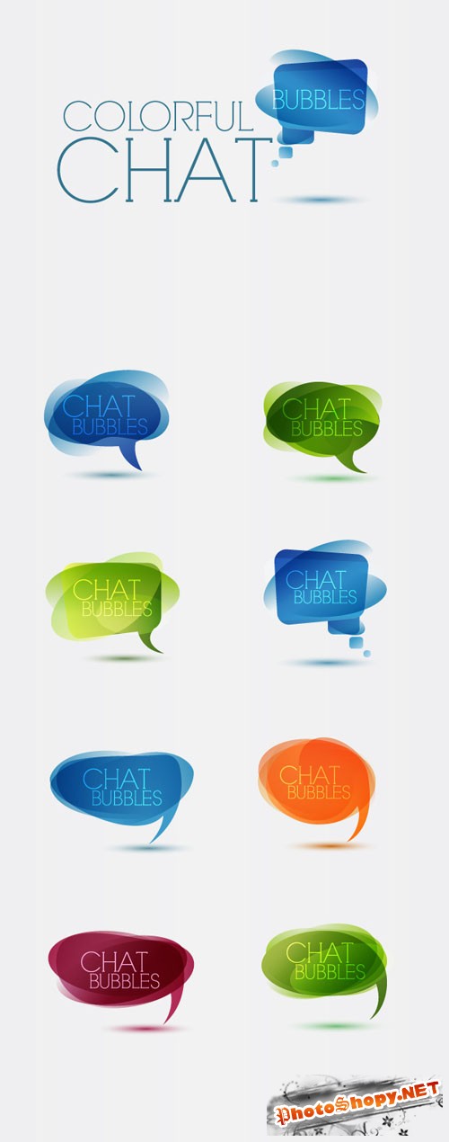 Designtnt - Vector Colorful Speech Bubbles