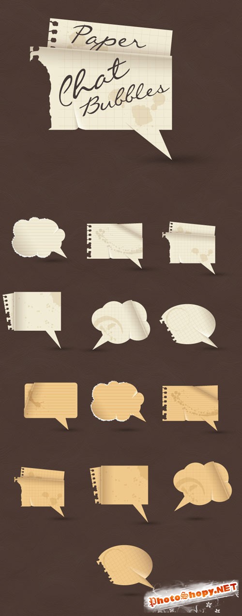 Designtnt - Vector Paper Speech Bubbles