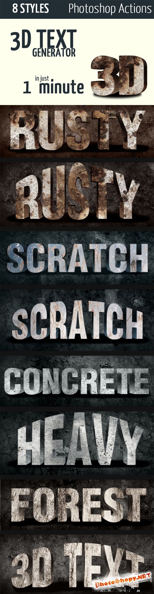 Designtnt - Cinematic 3D Actions Photoshop Text Effect
