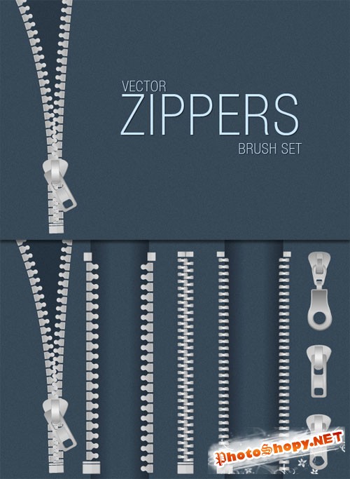 Designtnt - Zippers Vector Brush Set
