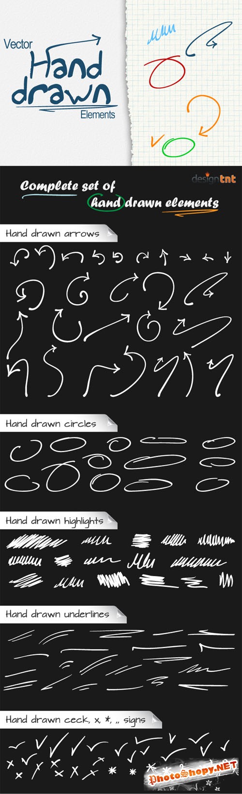 Designtnt - Vector Hand Drawn Elements