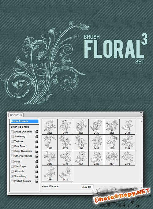 Designtnt - Floral Brushes Set 3