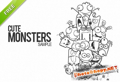Designtnt - Cute Monsters Vector Sample