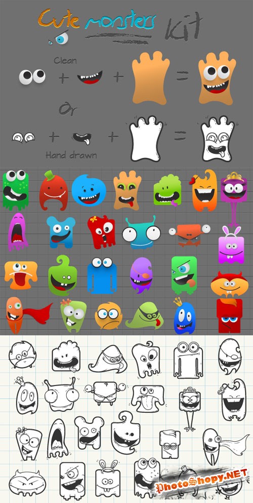 Designtnt - Cute Monsters Creation Kit