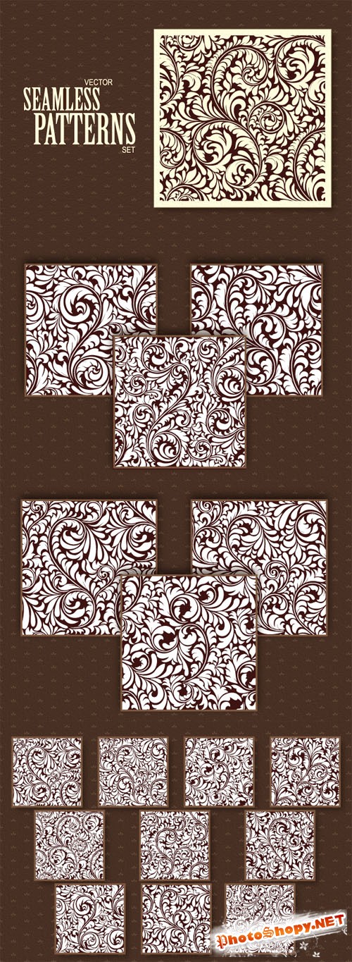 Designtnt - Foliage Vector Seamless Patterns