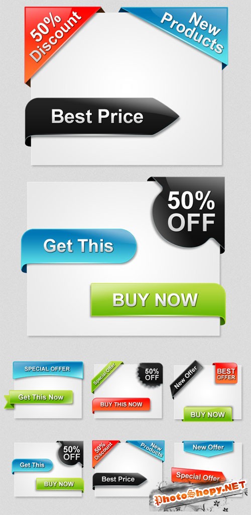 Designtnt - Ribbons and Corners Web Elements
