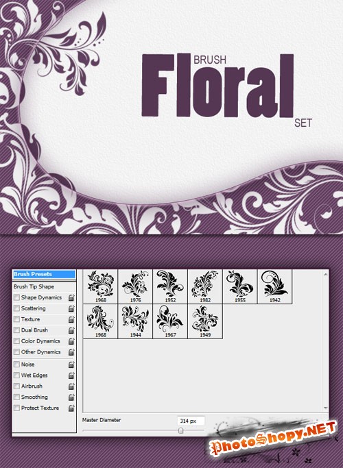 Designtnt - Floral PS Brushes Set 1