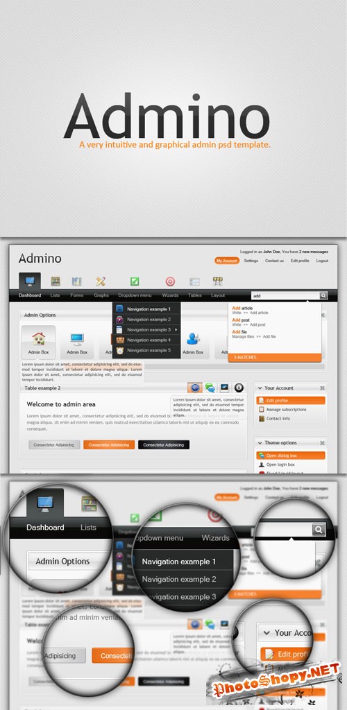 Designtnt - Complete Admin PSD Template