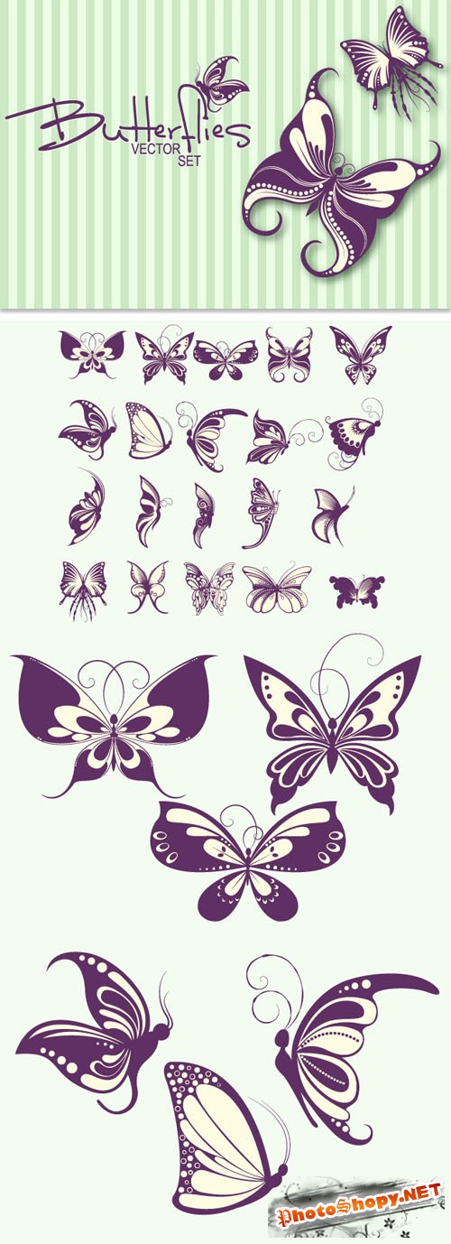 Designtnt - Stylish Butterflies Set