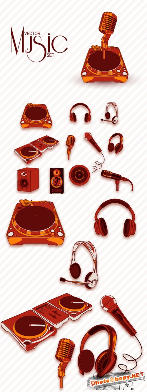Designtnt - Retro Music Vector Elements