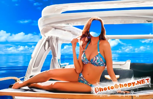 Шаблон для фотошопа  - Девушка на яхте