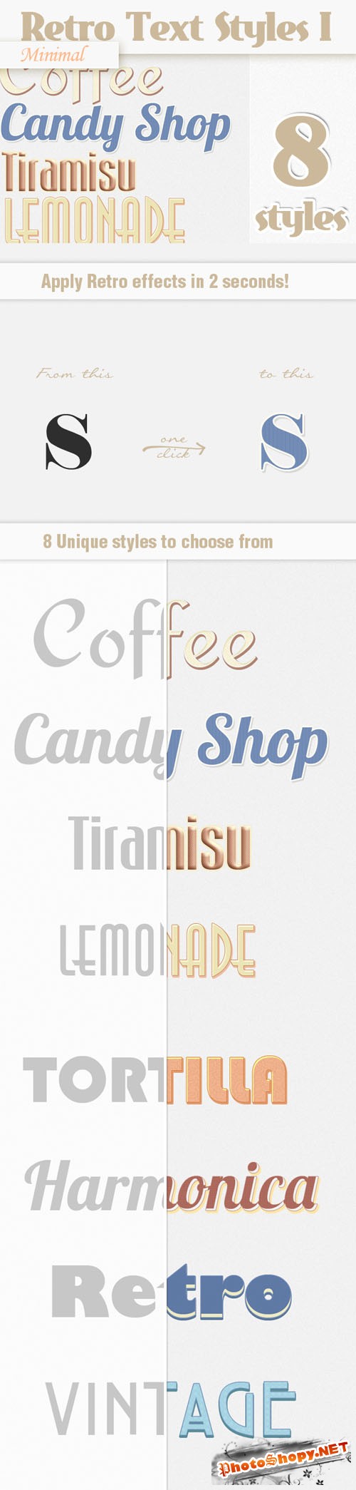 Designtnt - Minimal Retro Text Styles Set 1