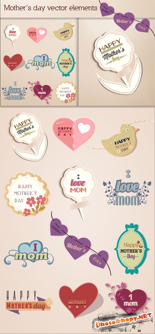 Designtnt - Mother’s Day Vector Elements Set 2