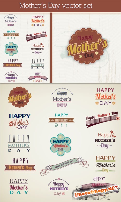 Designtnt - Mother’s Day Vector Elements Set 1