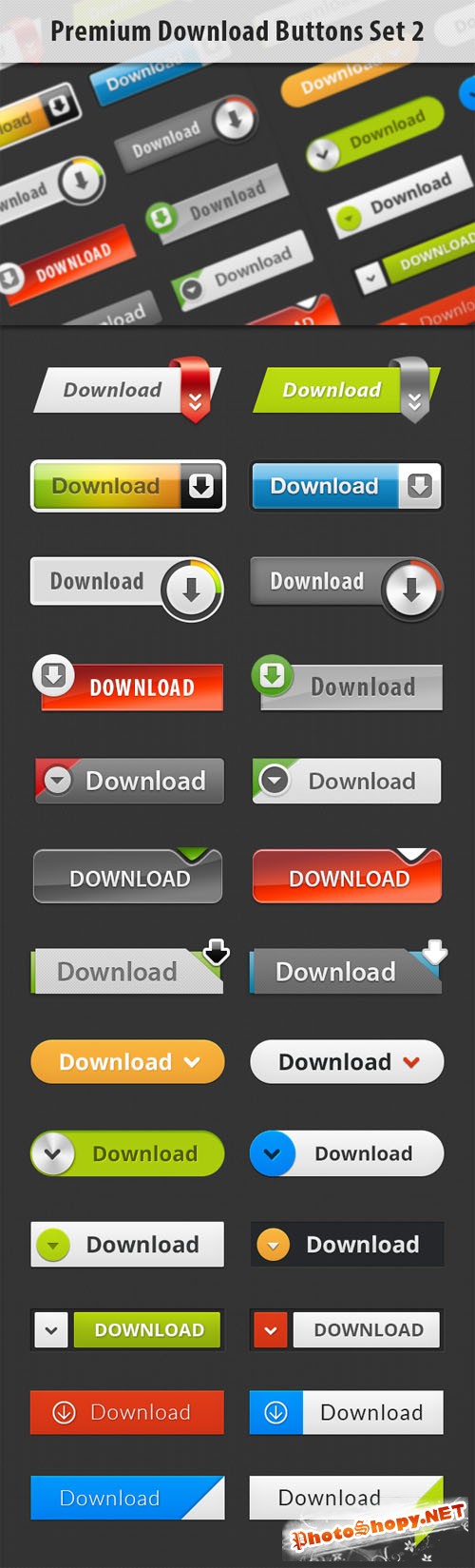 Designtnt - Premium Download Buttons Set 2