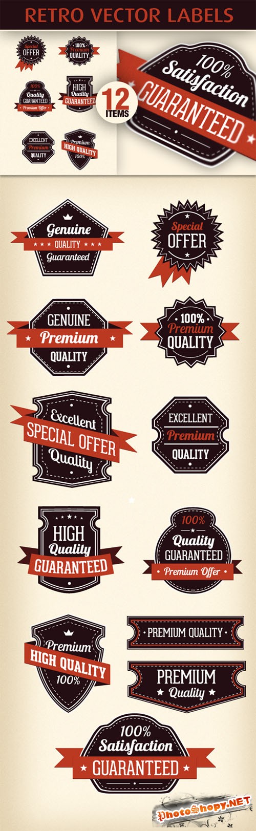 Designtnt - Retro Labels Vector Set 3