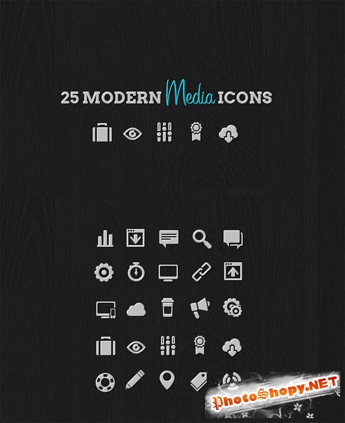 WeGraphics - 25 Modern Media Icon Pack