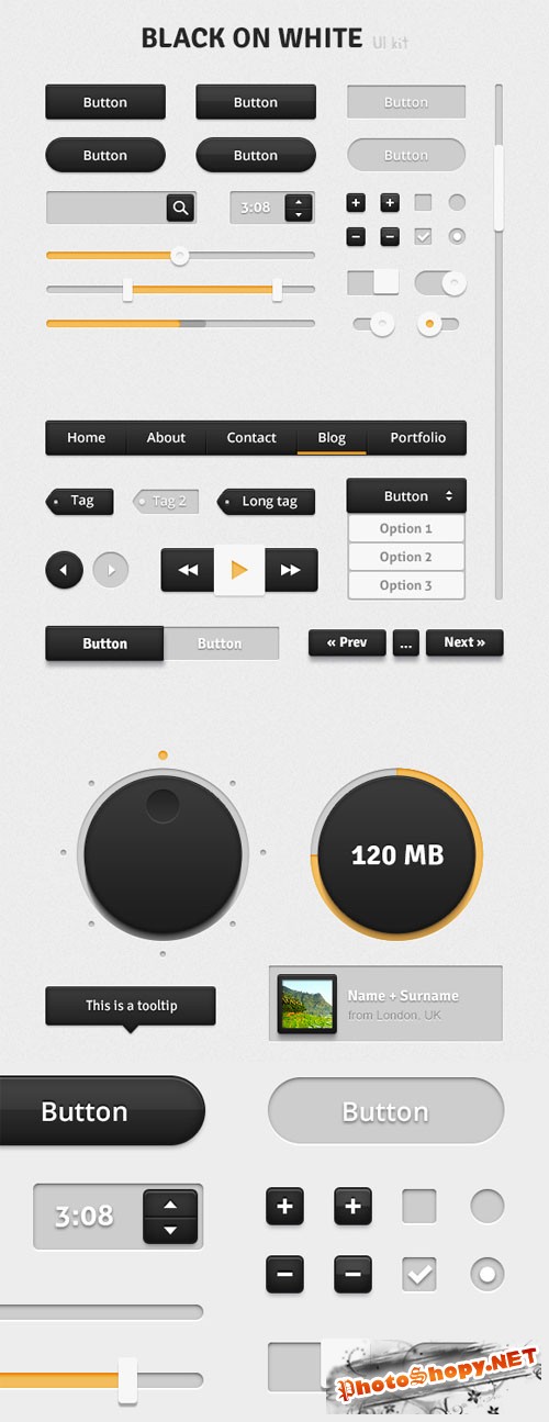 WeGraphics - Black on White UI Kit - Retina Ready