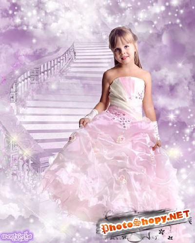 Шаблон для фото - Принцесса в чудесном розовом платье