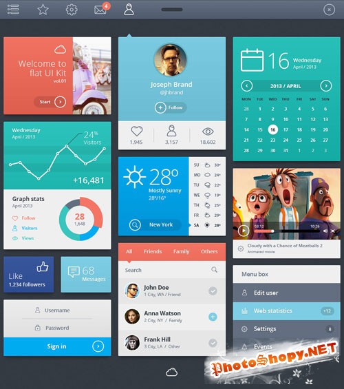 Pixeden - Psd Flat UI Kit Template Vol1