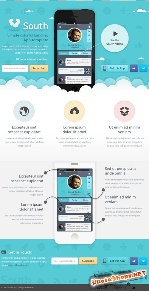Pixeden - South Psd Web App Template