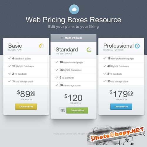 Pixeden - Psd Web Pricing Boxes