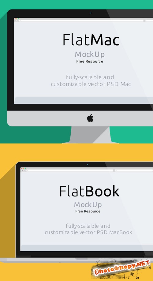 Pixeden - iMac & Macbook Psd Flat Mockup