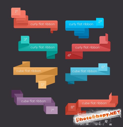 Pixeden - Psd Flat Ribbons Set