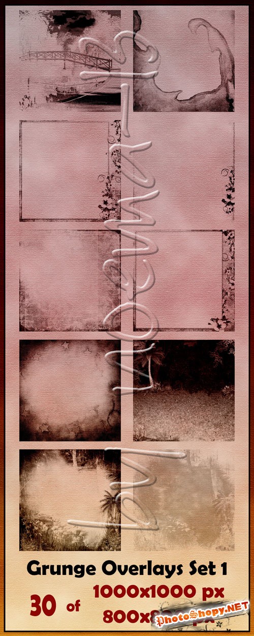 Grunge Overalys PNG Clipart Set 1