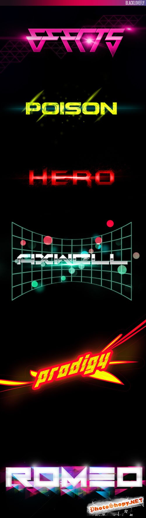 6 Light Style Text Effects PSD Template