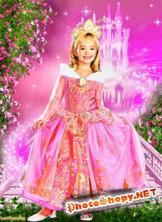 Шаблон для фотошоп - Очаровательная принцесса в волшебном замке