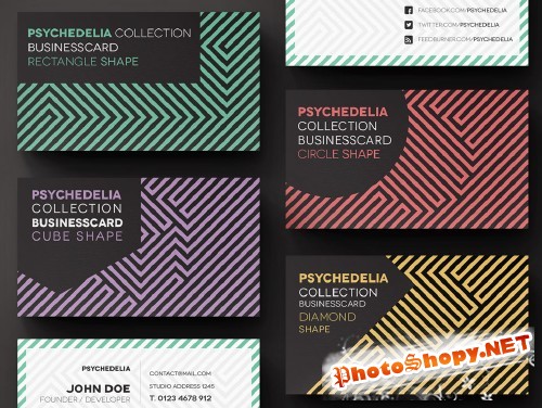 Pixeden - Psychedelia Business Card Template