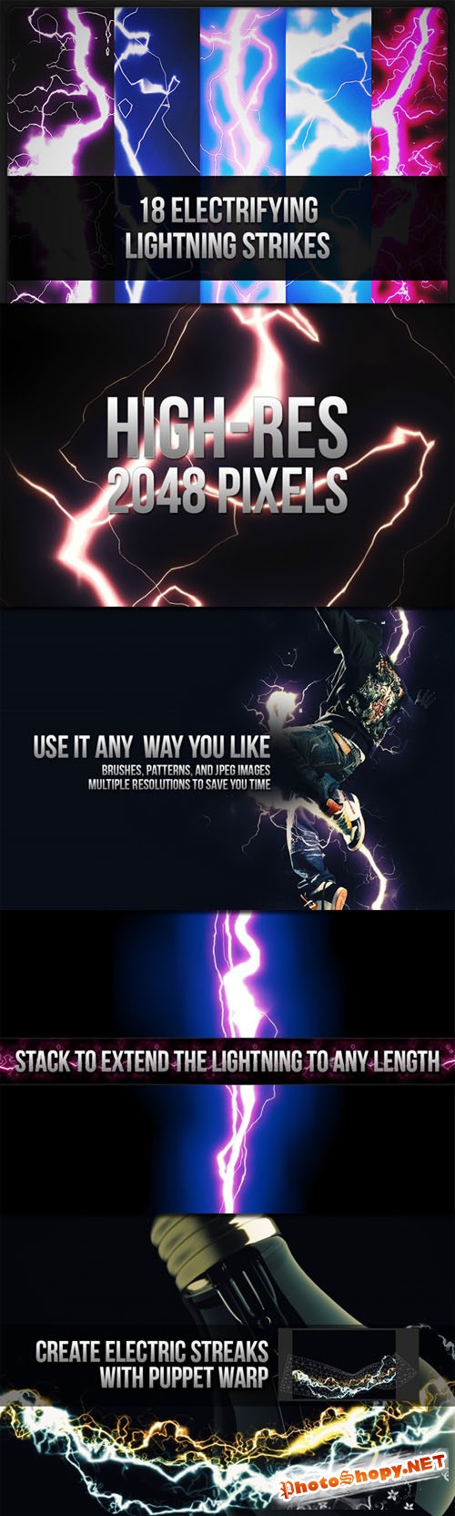 18 Electrifying Lightning Strikes Photoshop Brushes and Patterns