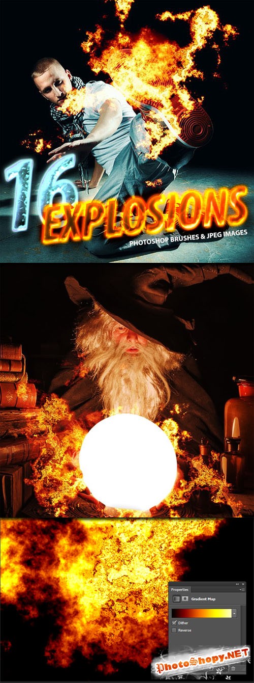 16 Photorealistic Explosion Photoshop Brushes