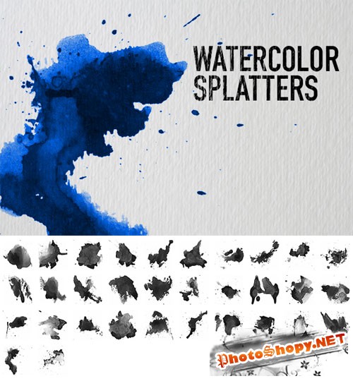 Watercolor Splatters Photoshop Brushes