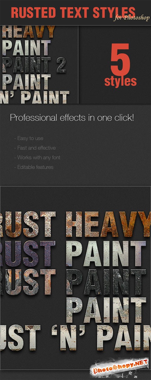 Designtnt - Rusted Text Styles for Photoshop