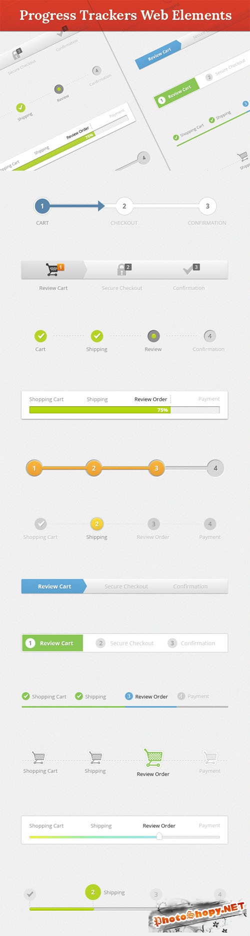 Designtnt - Progress Trackers Web Elements